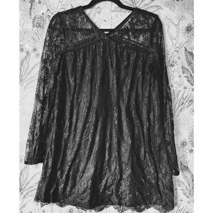 Black Lace Flowy Witchy Goth Top Small S